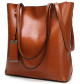 Fashion Shoulder Bag Vintage Oil Wax Leather Bucket Bag