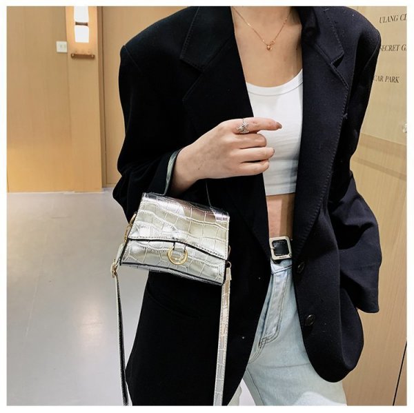 One-Shoulder Messenger Bag Black Pattern Small Square Bag